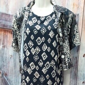 Liz Baker 2 Piece Coordinated Dress Set Women's 14P Sleeveless Dress with Top